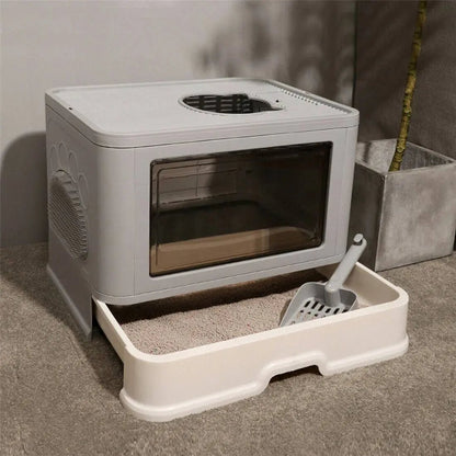 Enclosed Cat Litter Box — Hooded Design with Litter Containment