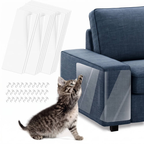 Cat Scratch Furniture Protectors — Clear Couch Guards, 10-Pack with Pins