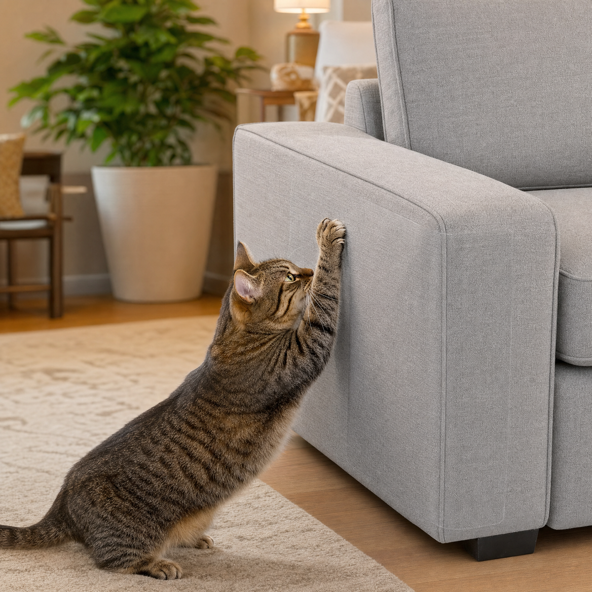 Cat Scratch Furniture Protectors — Clear Couch Guards, 10-Pack with Pins