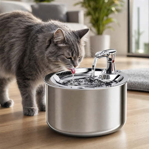 Smart Stainless Steel Cat Water Fountain — Motion-Sensor Fountain with Filter