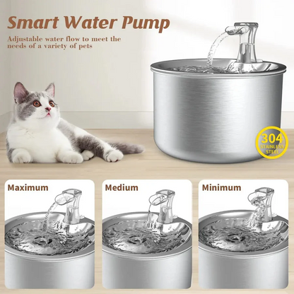 Smart Stainless Steel Cat Water Fountain — Motion-Sensor Fountain with Filter