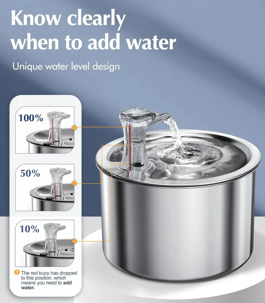 Smart Stainless Steel Cat Water Fountain — Motion-Sensor Fountain with Filter