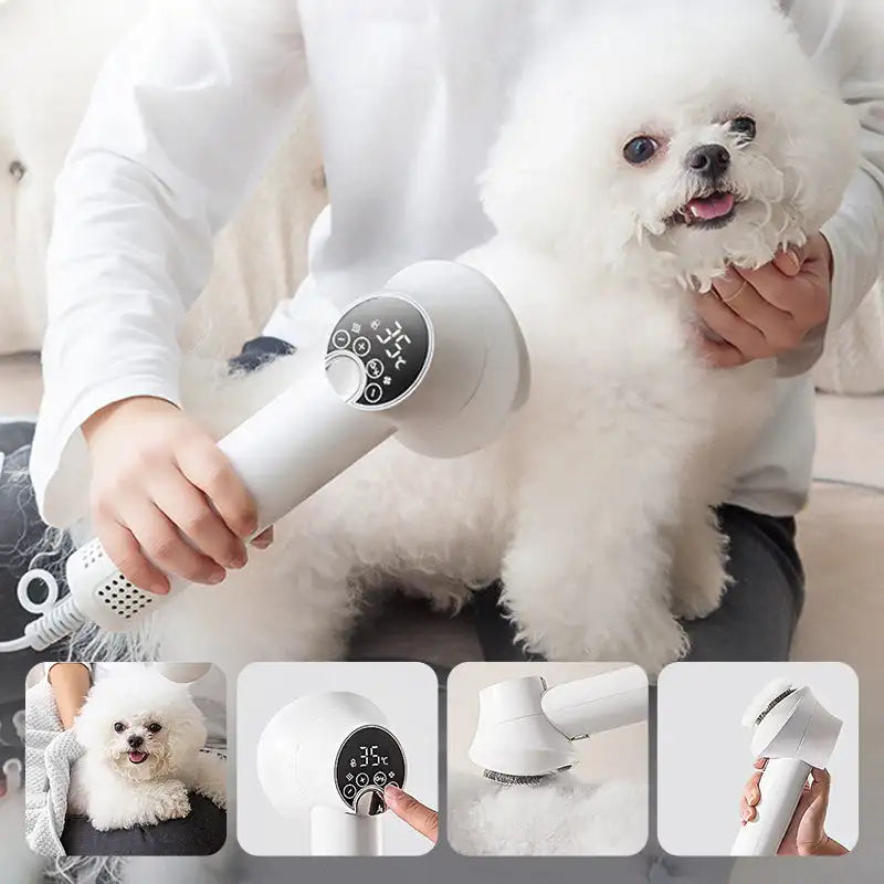Ionic Pet Grooming Dryer — Fast-Drying Brush for Dogs & Cats