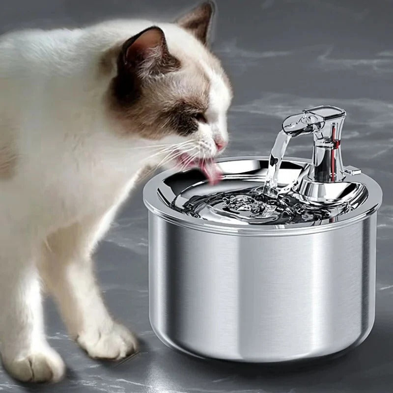 Smart Stainless Steel Cat Water Fountain — Motion-Sensor Fountain with Filter