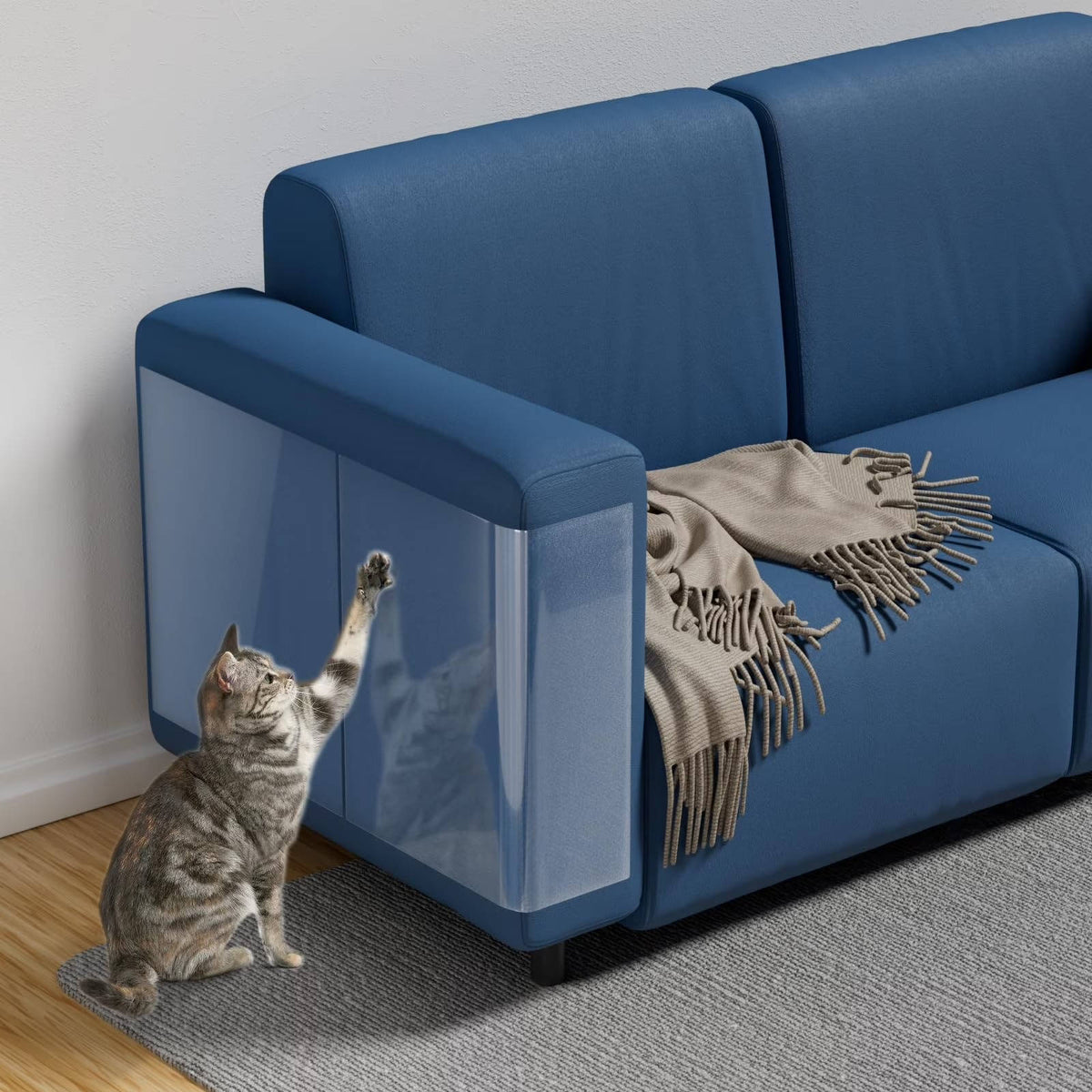 Cat Scratch Furniture Protectors — Clear Couch Guards, 10-Pack with Pins