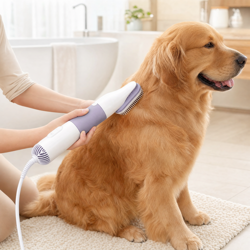 Pet Grooming Dryer Brush — Dry, Brush & Fluff Tool for Dogs & Cats