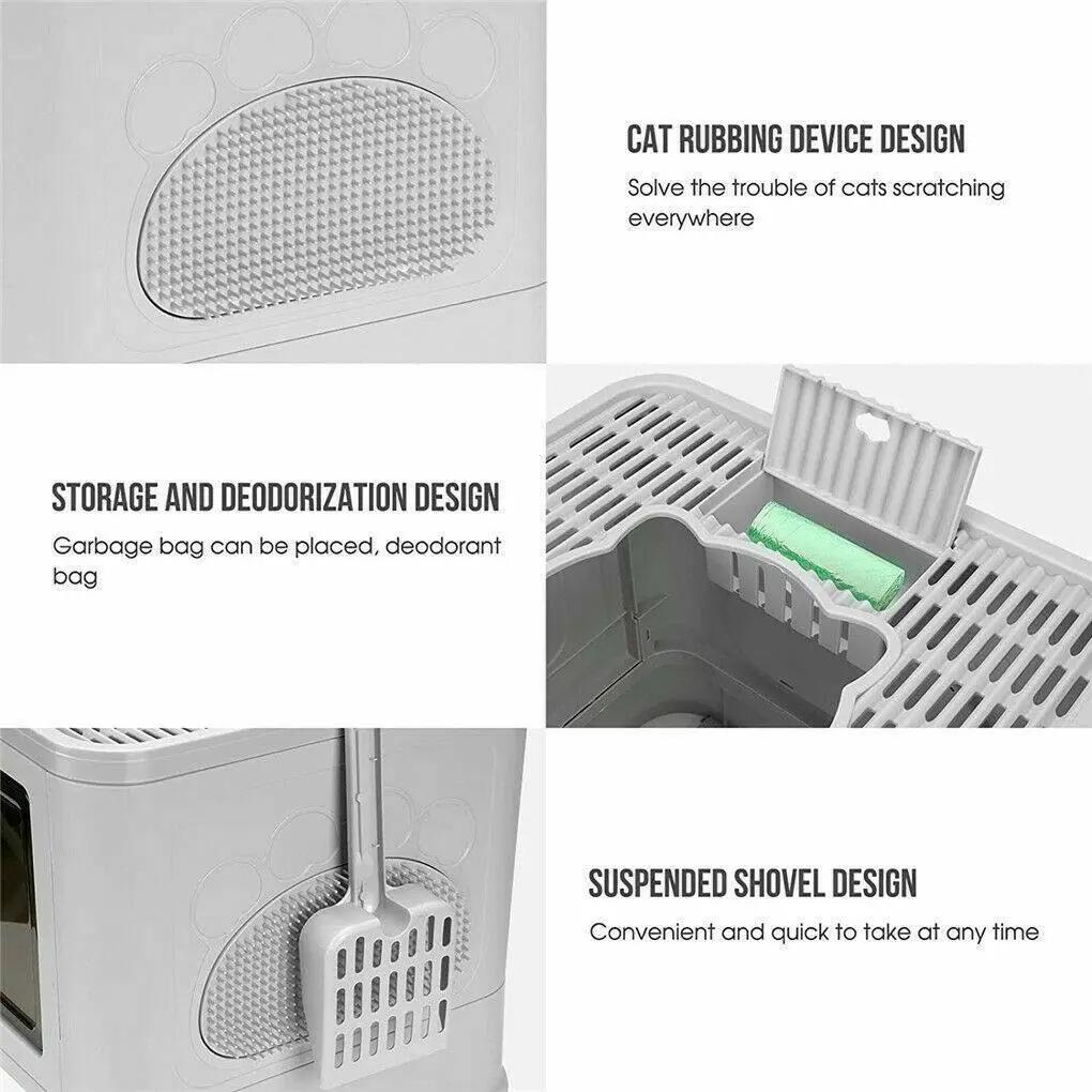 Enclosed Cat Litter Box — Hooded Design with Litter Containment