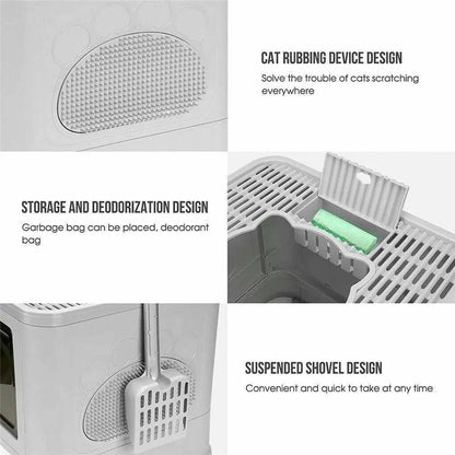 Enclosed Cat Litter Box — Hooded Design with Litter Containment