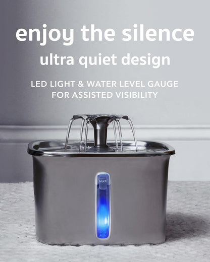 Stainless Steel Cat Water Fountain — Quiet Pet Drinking Fountain